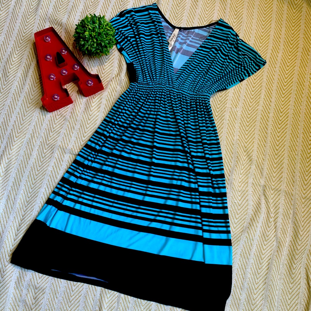 Blue and Black Striped Dress